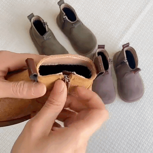 Baby Suede Oxford Boots – Plush, Non-Slip