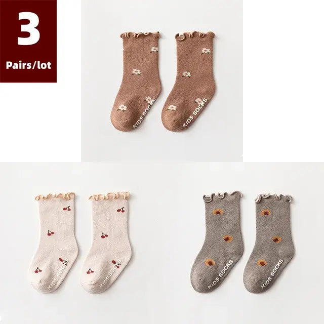 PureCotton Grip: 3 Pairs of Anti-Slip Children's Socks